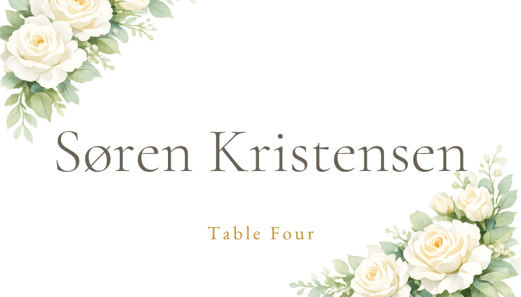 Place card for Søren Kristensen, Table Four