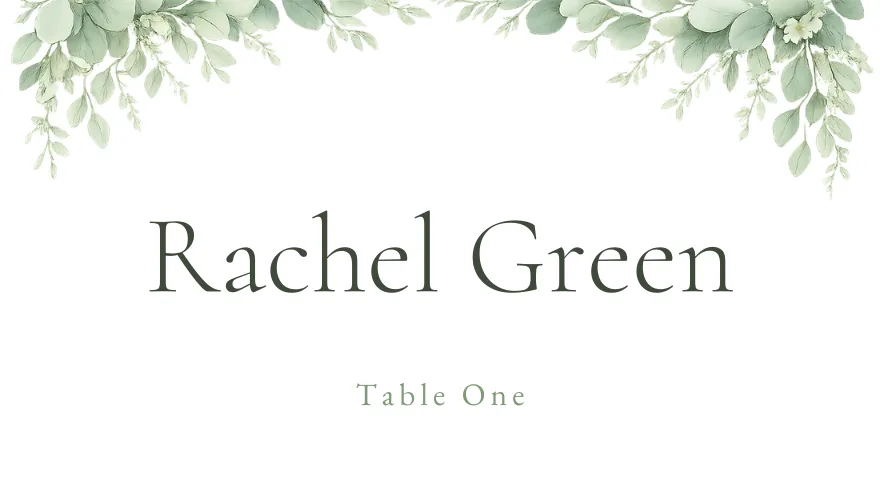 Eucalyptus Crown, a printable wedding greenery eucalyptus place card template